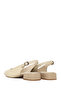 Women's Beige Open Back Short Block Heel Pack Leather Shoes 26Pfd411418 - 6