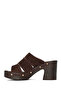 Women's Brown Thick Heeled Suede Leather Slippers 26Sfd240210 - 3