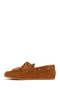 Women's Tan Tasseled Suede Leather Loafer 26Pfd221110 - 3