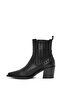 Women's Black Thick Heeled Leather Cowboy Boots 25Wfd151618 - 4
