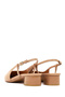 Women's Beige Open Back Short Thick Heeled Leather Ballerinas 26Pfd160918 - 6