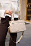 Beige 5-Compartment Patterned Parachute Fabric Adjustable Crisscross Straps Hand Straps and Shoulder Bag - 6