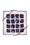 100% Twill Silk Geometric Square Patterned Red - Navy Blue Colored 90X90 Scarf Sewing Shape: Hand Sewing - 5