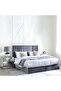 Polina King Bed Velvet Grey 180x200 Cm