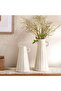 Yua Stoneware Linear Vase 13x13x24.5cm - White - 3