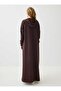 Kangaroo Pocket Hooded Modest Dress - Brown - - 7