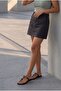Women's Thin Strap Flip-Flops with Bohemian Stone Buckle, Casual Slippers, Marsil Brown - 2