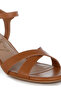 Women Square Toe Block Heel Sandals in Tan - 4