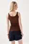 Thin Strap Basic Cotton Undershirt - Brown - 5