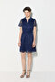 Beli Belted Shirt Collar Lace Dress - Navy Blue - 3