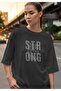 Stay Strong Oversize Digital Printed Black T-Shirt - 3