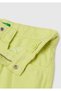 Girl's Yellow Painted Pants with Curled Cuffs and Embroidered Logo on the Back - 3