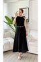 Women's Zero Sleeve Flared Long Maxi Dress with Shoulder Buckle Chain Belt - 3