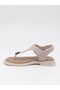 Dvm 219 Beige Buckle Velcro Flip Flop Sandals - 7
