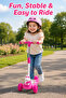 3 Wheel Scooter for Kids with Bunny Figure, Adjustable Height, Pink Blue - 8