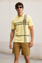 Yellow Patterned Polo Collar Men's T-Shirt 5872
