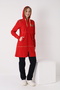 Women's Cotton Long Sleeve Two Thread Tracksuit Set / Red 5414 - 4