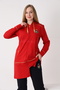 Women's Cotton Long Sleeve Two Thread Tracksuit Set / Red 5414 - 7