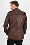 Harrison Genuine Leather Men's Wax Brown Safari Leather Jacket - 5