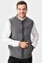 Men's Judge Collar Pique Jacquard Zippered Wool Vest Smoked - 6