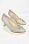 S246061604 Silver Fabric Thick Heeled Women's Evening Dress Shoes - 8