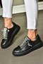 P602001709 Black Stone Lace-Up Women's Sports Shoes Sneakers - 4