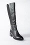 Black Genuine Leather Back Stretch Diver Fabric Women's Boots N 555705503 - 5