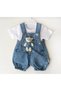 Baby Denim Salopet T-Shirt Set with Toys, Denim Slopet T-Shirt Set - 2