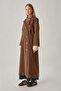 Stripe Stitching Detailed Trench Coat Brown - 4