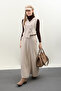 Cream Color Double Breasted Vest Suit Set - 2