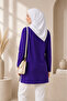 Purple Cotton Combed Tunic Long Sleeve Blouse T-shirt Top - 3