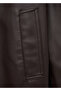 Long Leather Look Trench Coat - 5