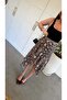 Yulanis Patterned Ruffle Skirt Brown - 3