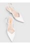 Zoey Women's White Leather Pointed Toe Low Heel Open Back Shoes - 7
