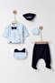 Baby Boy Ribbed Bow Tie Cap Hat Set of 5 Hospital Release Bodysuits My-7038mz - 2