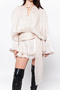 Shoulder Pad Jacquard Tulle Cream Dress - 3