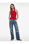 Slim Fit Waist Accent Halter Neck Sleeveless Peplum Blouse