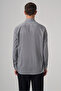 Men's Black Cotton Trend Striped Regular Fit Hard Collar Shirt - 5