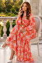 Patterned Hijab Dress Orange 585 - 2