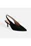 Black Women's Suede Slingback Heeled Shoes - 5