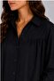 Women's Oversize Linen Look Summer Shirt - Black - 2