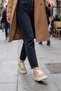 Women's Sneakers Thick Sole Gold Buckle Detail Lace-Up Sneakers Rofke Beige Suede - 6