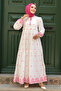 Floral Pattern Pink Hijab Dress 1381P