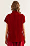 Women's Burgundy Bat Oversize Linen Shirt Gml- 19001109 - 4