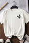 Floral Wings Design 100% Cotton Half Oversize White T-Shirt - 2