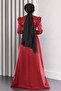 Draped Chest Evening Dress Claret Red 19124 - 5