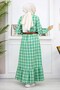 Frilly Hijab Dress Green 19165 - 5