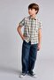 100% Cotton Regular Fit Apaş Collar Striped Short Sleeve Shirt for Boys H3387A826Hs - 2