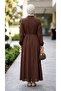 Brown Hijab Dress with Pile Detail 10320Kh - 2
