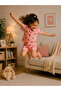 Strawberry Patterned, Striped, Milan Fabric, Pink Girls' Pajama Set - 5